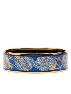 Hermes Enamel TGM Cloisonne Silver Multicolor Metal Belt Hermes Enamel GM Medal Cloisonne Bangle – Chic Consignment LLC main image 2